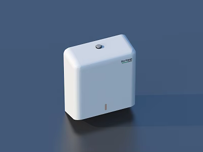 White Square Household Appliance With Round Button And Orange Indicator 3d model