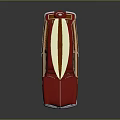 Classic Red Vintage Station Wagon With Wooden Panels And Surfboard On Roof