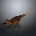 Realistic Dinosaur 3D Model With Brown Body Purple Head Open Mouth And Long Striped Tail