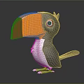 Cute Cartoon Toucan 3D Character With Yellow Orange Beak Black White Body And Turquoise Feet