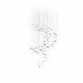 Modern Artistic Chandelier With Hanging Metallic Geometric Pieces In Silver And Gold
