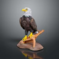Realistic Eagle Sculpture Standing on Branch With Detailed Feathers and Yellow Claws