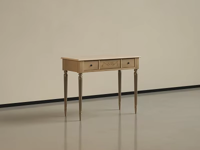 Elegant Light Wood Dressing Table With Slim Legs And Decorative Drawers 3d model