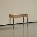 Elegant Light Wood Dressing Table With Slim Legs And Decorative Drawers