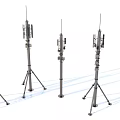 Industrial Communication Equipment Featuring Tripod Stands Multiple Antennas And Metal Structure
