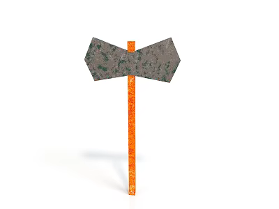 Textured Axe Weapon With Gray Head And Orange Handle 3D Model Isolated On White Background 3d model