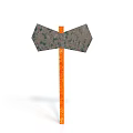 Textured Axe Weapon With Gray Head And Orange Handle 3D Model Isolated On White Background