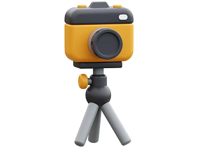 Yellow And Black Projection Surveillance Monitor With Tripod Stand Device Design 3d model
