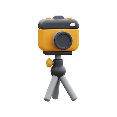 Yellow And Black Projection Surveillance Monitor With Tripod Stand Device Design 3d model