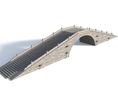 Classical Landscape Bridge Design With Stone Steps And Arch Railings 3d model