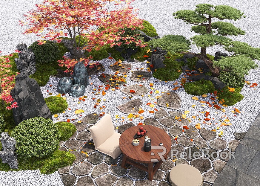 Courtyard landscape sketch bryophytes landscape plant landscape sketch model