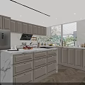 Modern Living And Dining Area Interior With Chandeliers Wooden Elements Marble Accents And Sofa