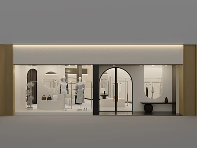 Modern Clothing Store Front With Glass Doors Window Display Mannequins And Fashion Outfits 3d model