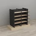 Retail Store Black Metal Display Shelf With Multiple Shelves For Product