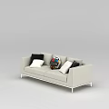 Colorful Pattern Throw Pillows On White Sofa With Black White Accents 3d model