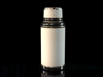 White Thermos Cup With Metallic Rim And Sleek Design On Black Background 3d model
