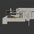 Modern Building Design with Green Roof White Stone Walls Open Structure and Stone Steps