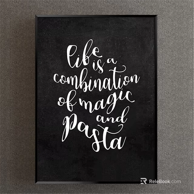 Decorative Blackboard With Handwritten Life Magic And Pasta Quote Typography 3d model 