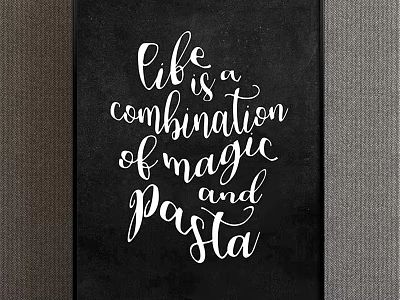 Decorative Blackboard With Handwritten Life Magic And Pasta Quote Typography 3d model