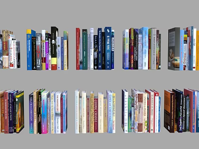Books and Magazines Collection with Colorful Spines Arranged on Multiple Shelves 3d model