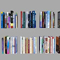 Books and Magazines Collection with Colorful Spines Arranged on Multiple Shelves