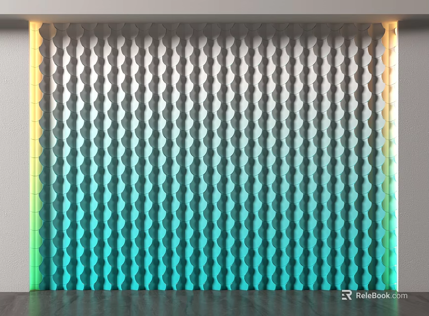 Modern Wall Panel With Wavy Texture Gradient Color And Lighting Effect 3d model