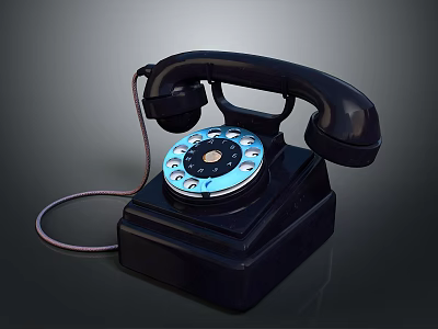 Vintage Rotary Dial Telephone Classic Electronic Appliance With Retro Black Design 3d model
