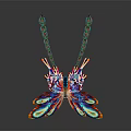 Colorful Dragonfly With Vibrant Red Blue Green Wings And Metallic Sheen On Dark Background