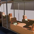 Modern Streamlined Black Train Interior With Large Windows And Comfortable Seats 3d model