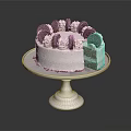 Red Velvet Cake with Cookies and Cream Topping Sliced Side on White Cake Stand