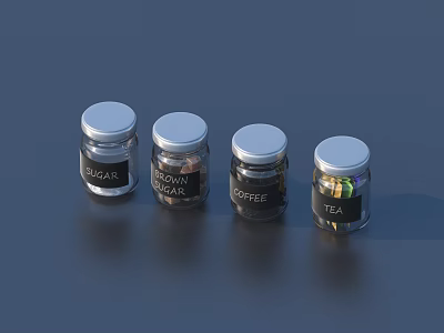 Glass Storage Jars for Sugar Brown Sugar Coffee and Tea with Lids 3d model