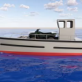 Yacht With Off Road Vehicle On Deck And Cabin Sailing In Blue Water