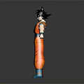 Goku Anime Character 3D Model With Spiky Black Hair Orange Outfit Blue Vest Standing Pose