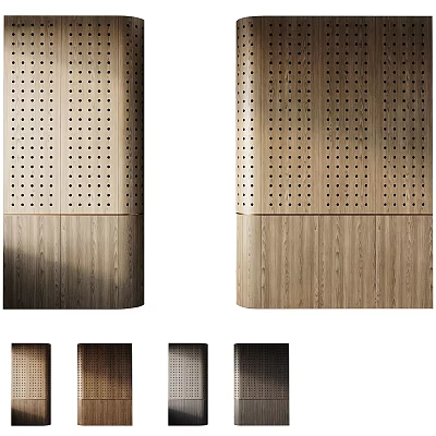 Wooden Perforated Background Wall Design With Various Color Options And Textures 3d model