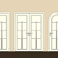 White Hinged Doors With Single Double Panel And Arched Top Designs For Home Interior 3d model