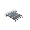 Modern Upholstered Double Bed with Curved Grey Headboard and Black Side Table