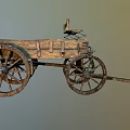 Vintage Wooden Garden Cart Decorative Piece With Large Wheels For Landscaping