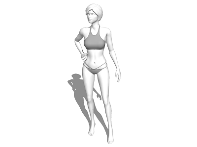 3D Female Model Wearing Bikini in Standing Pose with White Background Rendering 3d model
