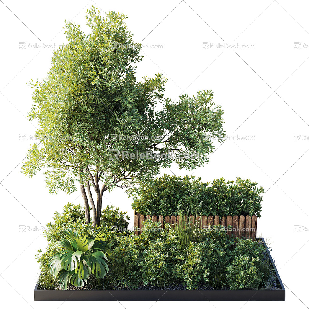 Modern Shrub Green Plant Flower Pond Outdoor Green Plant Green Plant Pool Plant Stack Tropical Plant Shrub Landscape Green Plant 3d model