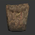 Handwoven Brown Bag With Woven Texture Red Accent String And Flap Closure 3d model