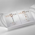 Elegant Beauty Themed Decorative Ornament Set With White Boxes Red Background For Home Decor