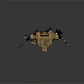 Mechanical Robot With Tracked Legs Armored Body Antenna And Twin Guns