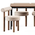 Modern Wooden Dining Table Set With Upholstered Chairs Padded Seats And Armrests