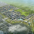 Aerial Planning of Urban City Layout With Green Spaces And River