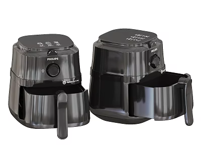 Modern Kitchen Appliances Philips Two Black Air Fryers With Sleek Design 3d model