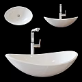 Modern White Ceramic Vessel Washbasin Design With Chrome Faucet And Sleek Style