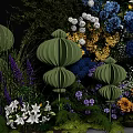 Banquet Hall with Elegant Floral Decorations Colorful Flowers and Lush Green Plants