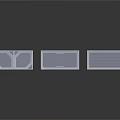 Three White Rectangular Scene Components With Grille Patterns And Designs
