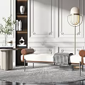 Modern sofa stool sofa combination 3d model