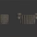 3D Wooden Scene Components With Irregular Shapes Textured Surfaces And Container Like Parts